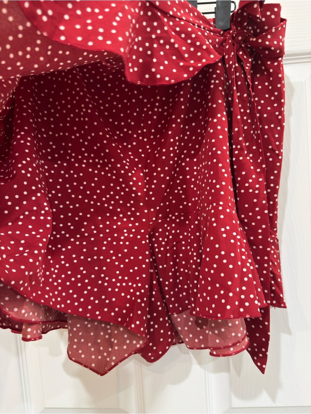 Red Polka Dot Faux Wrap Skirt Skort - Picture 8 of 16